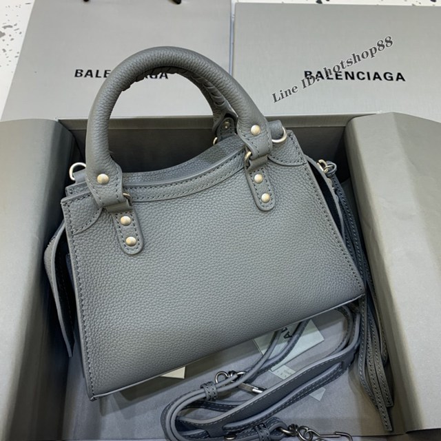 Balenciaga專櫃爆款荔枝紋深灰色手袋手提包 638512 巴黎世家小號Neo Classic機車包 fyj1441